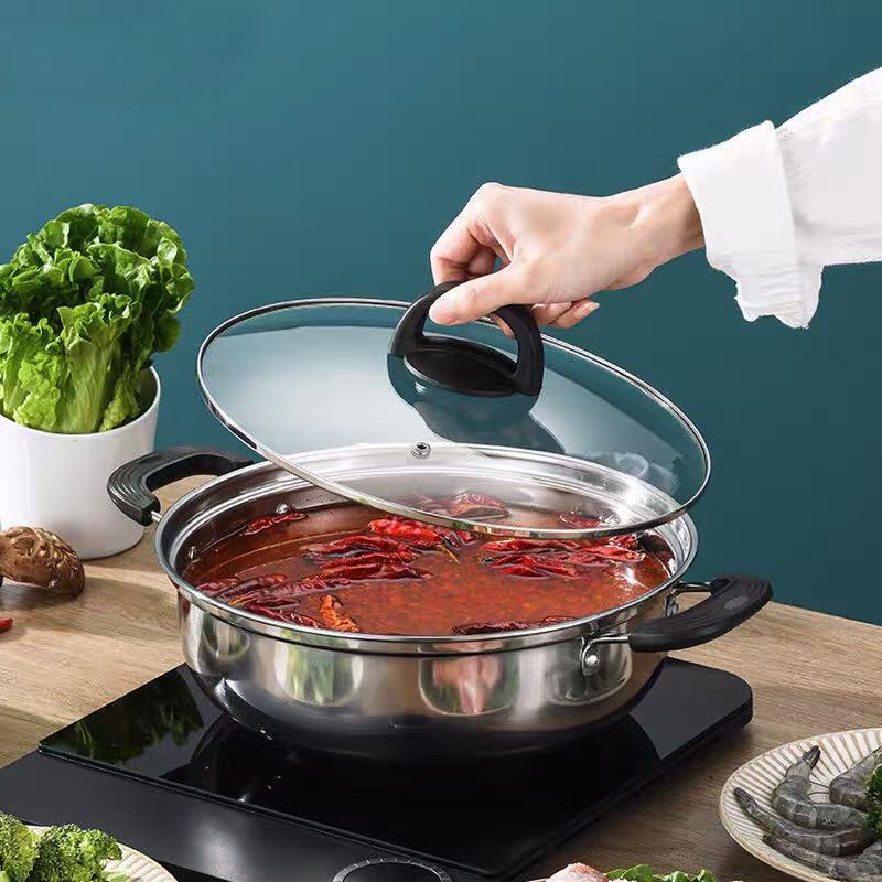 厂家直销不锈钢无磁特厚火锅 电磁炉汤锅火锅菊花锅边炉锅礼品