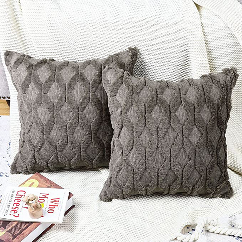 Amazon Quilted Couch Pillow Bedside Throw Pillowcase Ins Velvet Pillow Cover Plush Cushion Automotive Waist Cushion