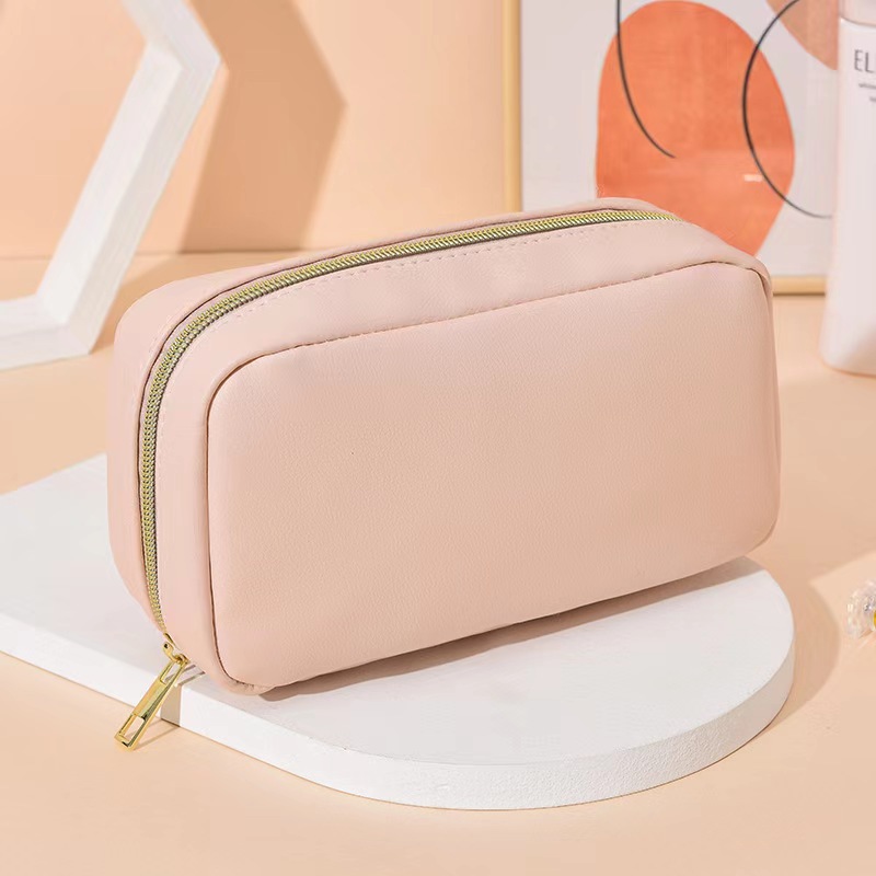 Large Capacity Portable Cosmetic Bag Soft Leather Zip Travel Storage Bag Small Bag Foreign Trade Multi-Functional Handbag Wholesale