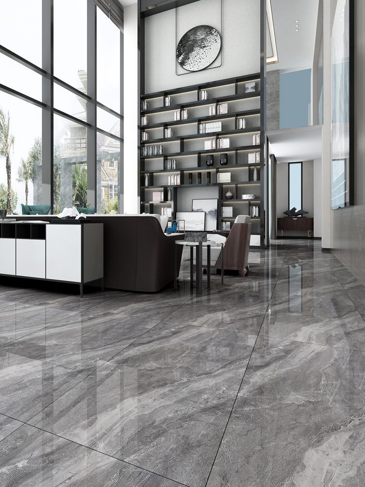 广东佛山地板砖灰色全抛釉爵士白地砖800x800客厅通体大理石瓷砖