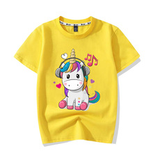 跨境童装儿童夏季短袖T恤26支精梳棉可爱卡通女孩上衣8色5775