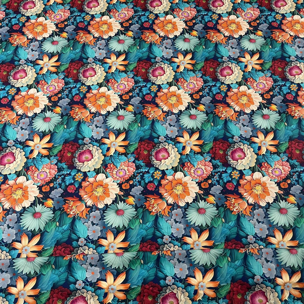 数码印花 40支全棉府绸 经典油画花朵花型 裸眼3d 手工diy 女装童