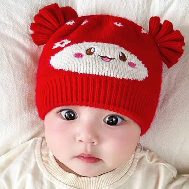 Bena Bear Children's Knitted Hat Cartoon Woolen Cap Babies' Cross-Border Children Hat Warm Garry Cloth Baby Cap