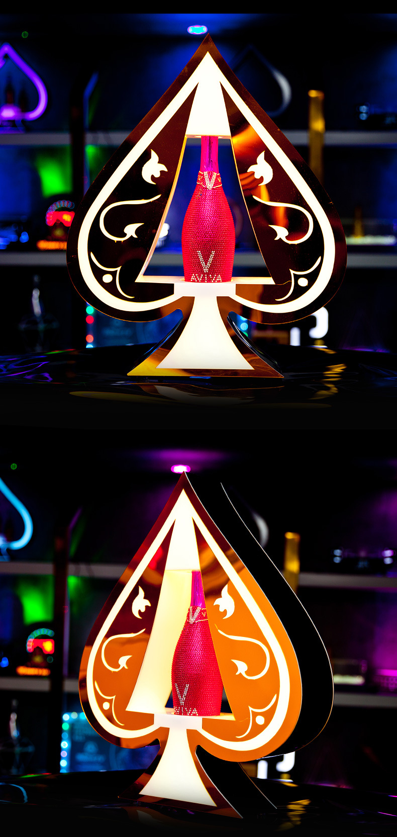 亚克力香槟陈列展架 led红酒饮料鸡尾酒展示酒座ktv酒吧黑桃a酒座