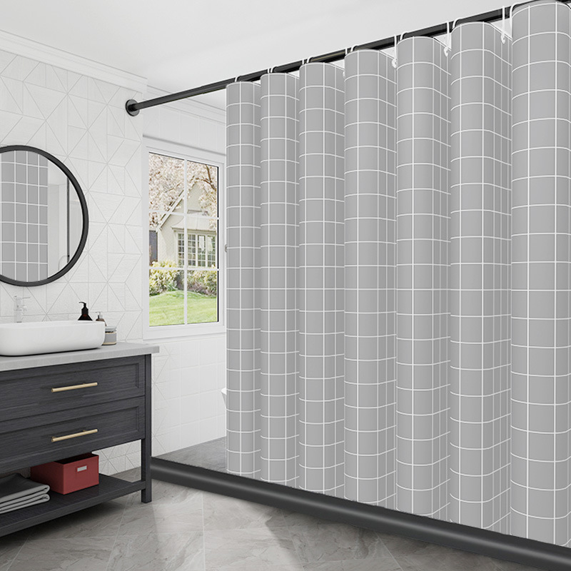 卫生间磁性浴帘杆套装浴室防水布淋浴隔断帘洗澡挡水条免打孔挂帘