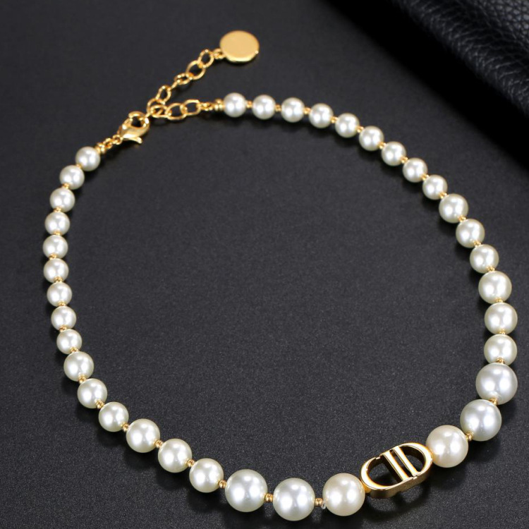 沐雅d家项链cd字母珍珠项链2022新款cd项圈锁骨链cd珍珠项链