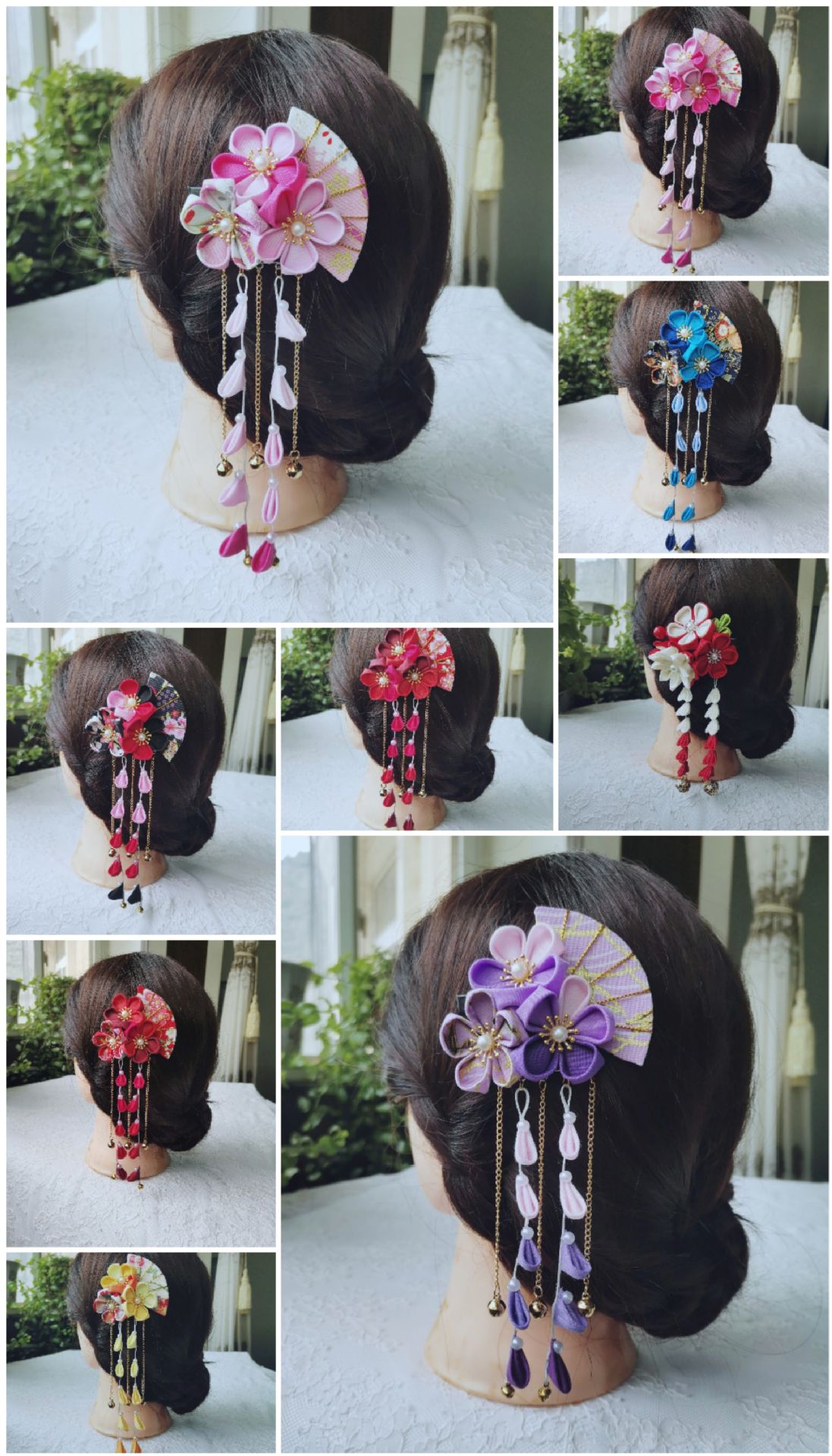 ancient style handmade jewelry japanese style hairpin classical fabric headdress photo photography bride ancient style jewelry plum fan