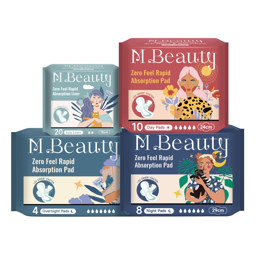 OEM无感超薄日夜用卫生巾纯棉超长夜用姨妈巾凸凸棉贴牌定制工厂