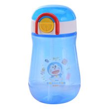 哆啦A梦Doraemon双耳卡通儿童宝宝婴儿饮水吸管杯便携防呛水300ml