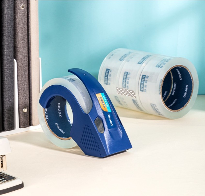 得力封箱胶带封箱器套装 宽48mm*40/60/100m透明封箱带打包机