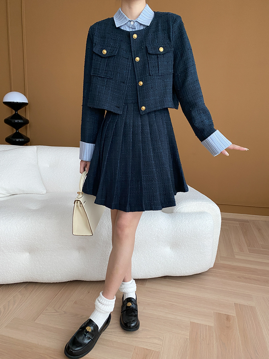 Sinan Ivy College Classic Style Coat Dress Two-Piece Suit 2024 Early Spring New Sn4952 Women Clothes