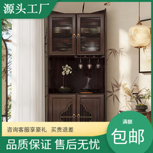 新中式实木酒柜客厅靠墙餐边柜转角柜紫金檀木置物柜墙角柜三角柜