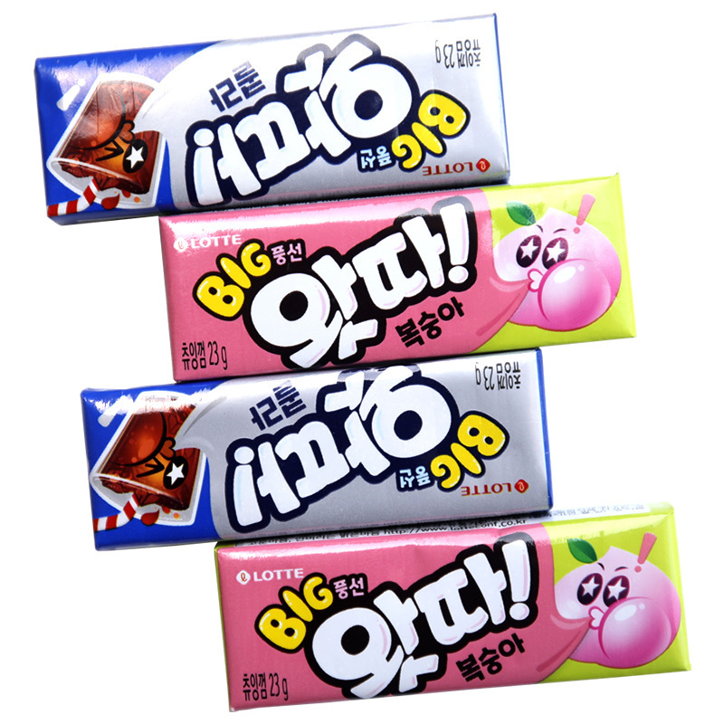 韩国进口零食 乐天水果味泡泡糖 儿童休闲泡泡糖零食23g