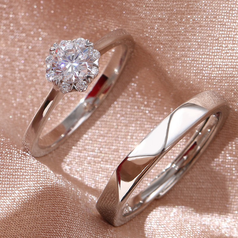 六爪40分镶钻戒求婚结婚戒指情侣对戒婚礼仪式假道具活口一对