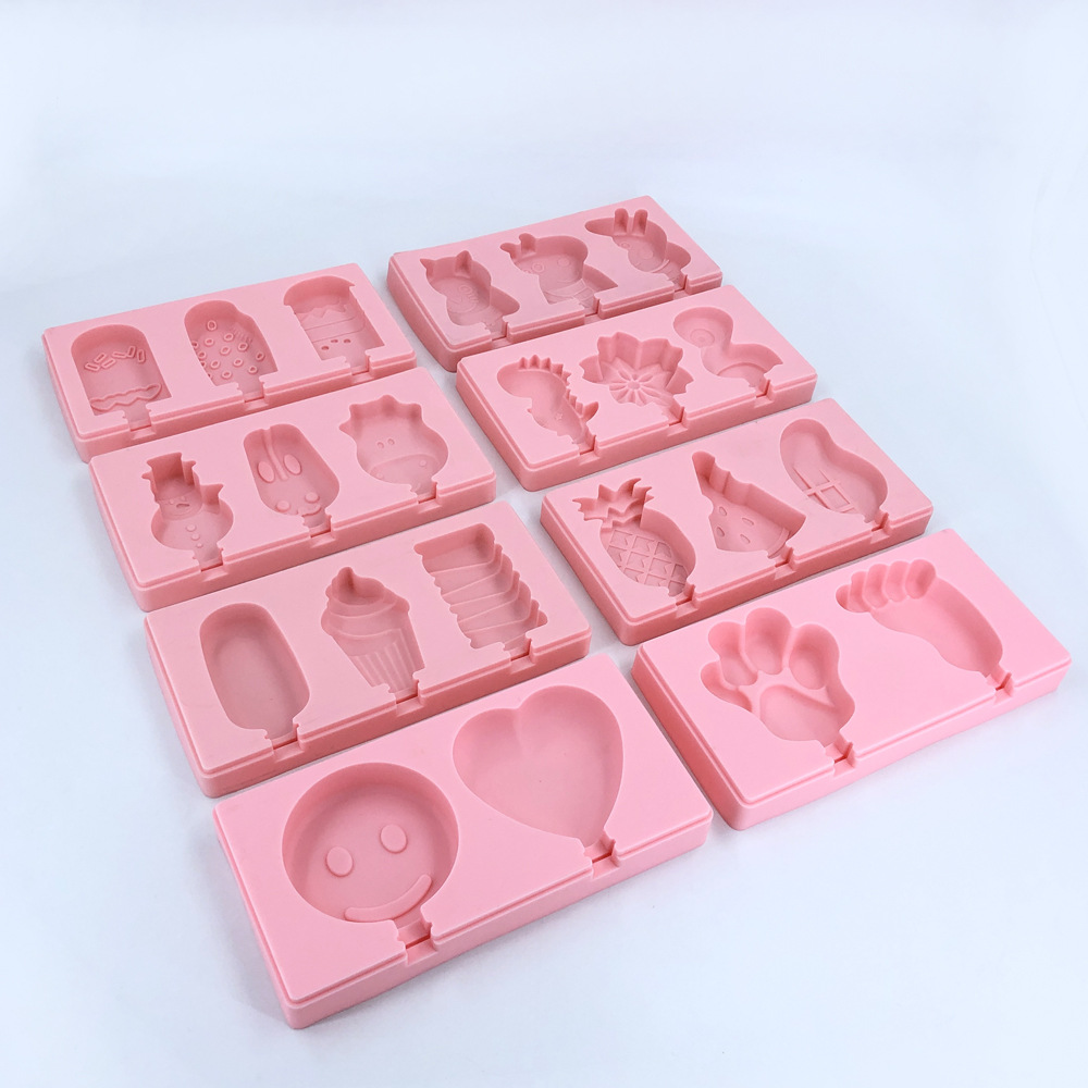 加工定制新款跨境雪糕模具带盖水果形状冰棒模diy硅胶冰淇淋模具