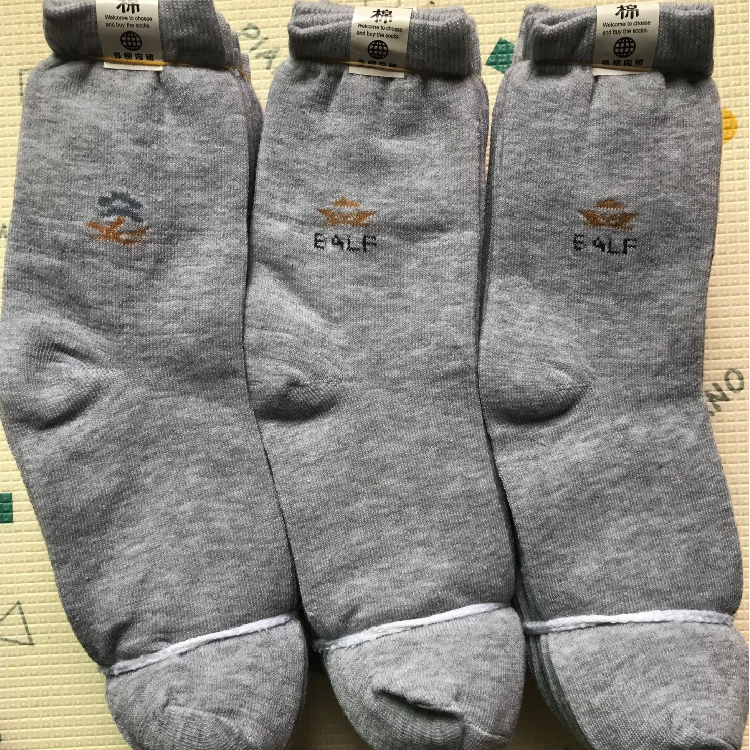 白标灰色经典小花男散袜地摊劳保散装保暖加厚男袜白标10双一捆