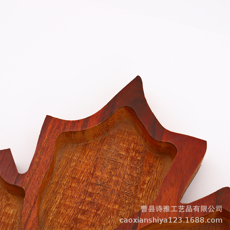 Wooden Maple Leaf-Shaped Tray Home Desktop National Fashion Grid Dried Fruit Snack Box Wooden Table Desktop Storage Tray