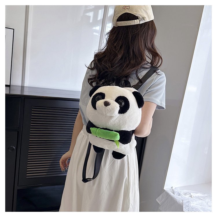 Cartoon Doll Cute Funny Three-Dimensional Plush Panda Backpack Bags Girl Kid's Small Schoolbag Travel Backpack