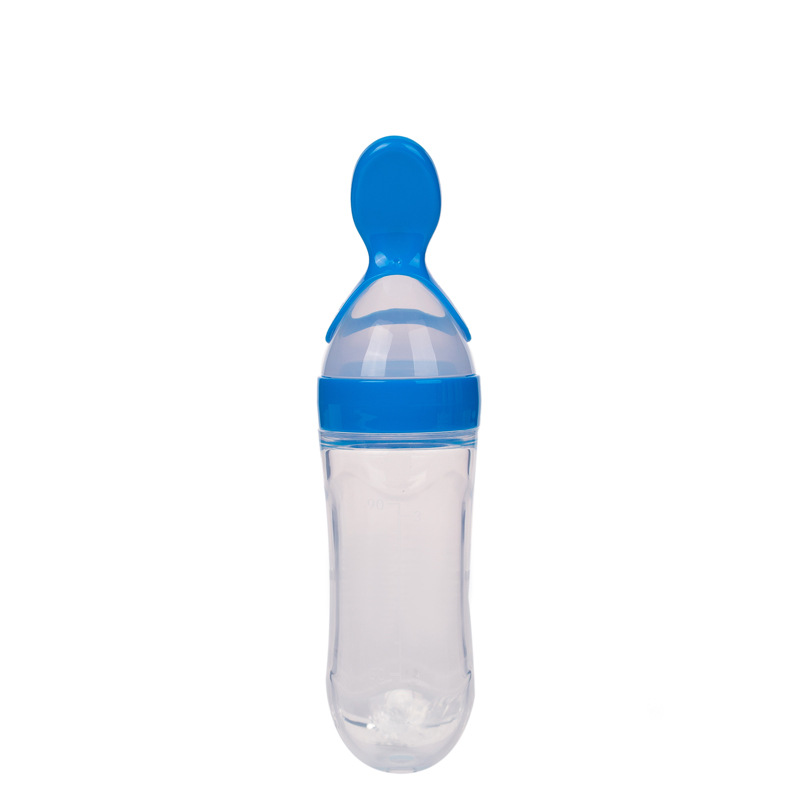 Silicone Baby and Infant Rice Paste Bottle 90ml Squeeze Feeding Bottle Rice Cereal Spoon Children's Rice Flour 