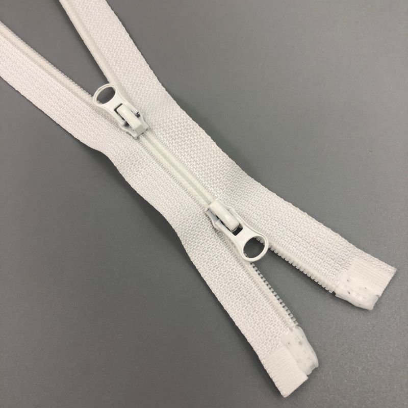 3号尼龙拉链白色双开尾自锁拉链杏仁拉头夹克外套鞋靴拉链辅料