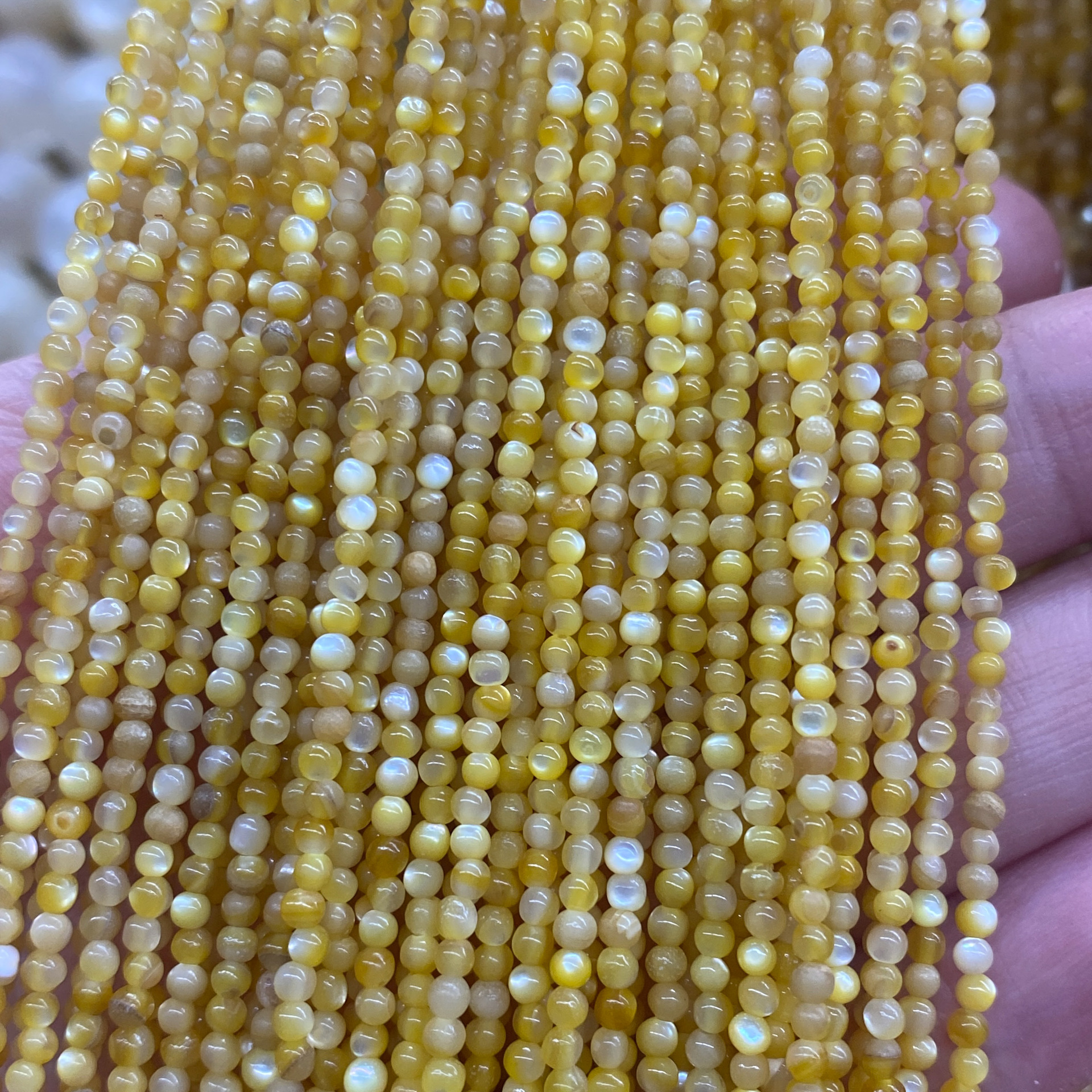 天然海水黄贝壳圆珠串珠贝珠diy手作饰品手链项链配件材料-阿里巴巴