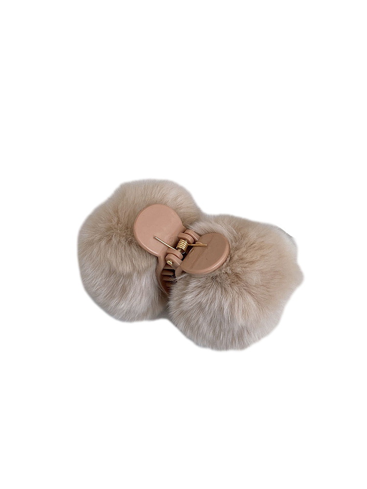 Cute Small Hair Ball Hairpin Real Rex Rabbit Fur Shark Clip Autumn and Winter Internet Celebrity Ins Style Plush High Ponytail Hair Clip Hair Accessories