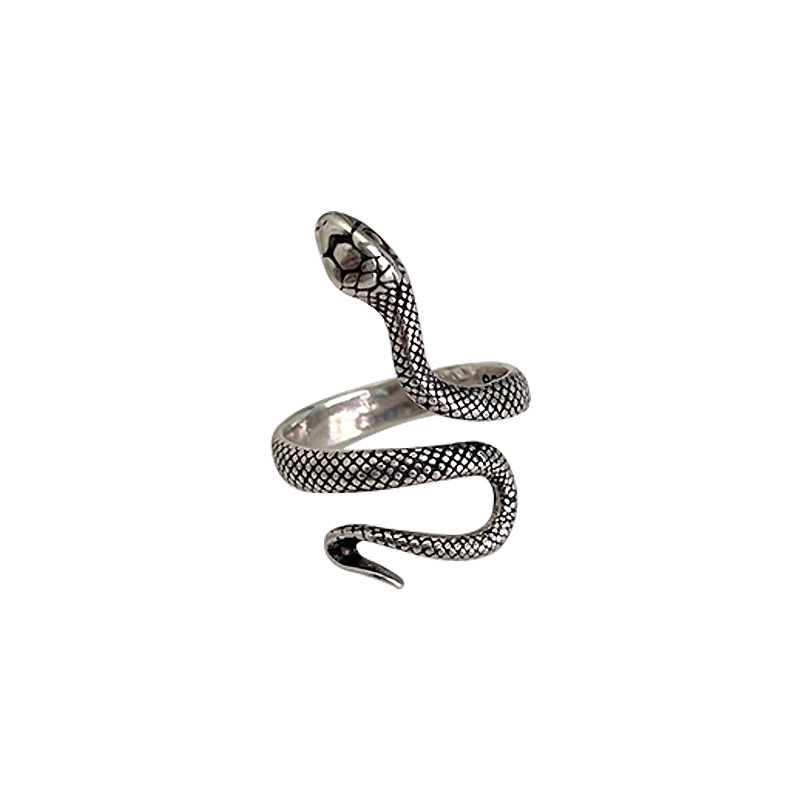 Zhiyun Snake Retro Exaggerated Personalized European and American Jewelry Design Open Ring Wholesale 925 Silver Ring Non-Fading