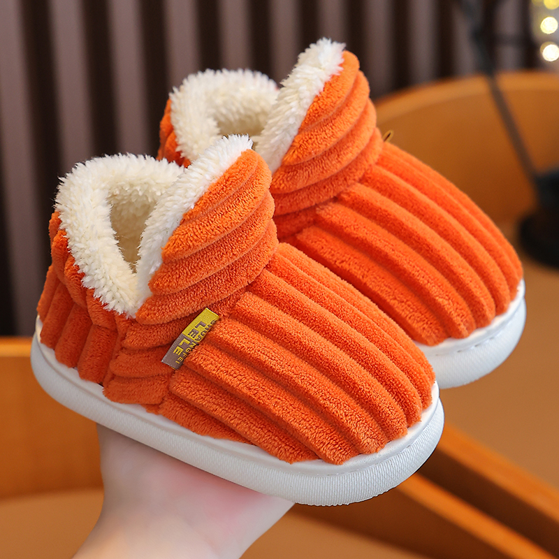 2023 Children's Cotton Slippers Boys and Girls Autumn Winter Girls Indoor Home Bag Heel Baby Parent-Child Cotton Shoes Winter