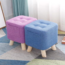 布艺小凳子创意时尚沙发凳客厅方凳茶几凳矮凳椅子实木小板凳家涛