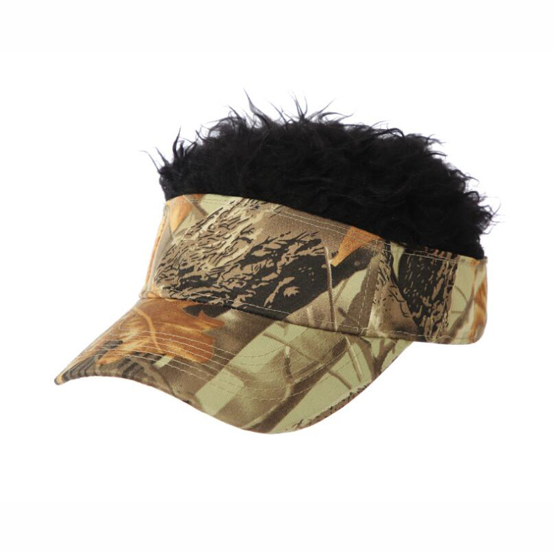 Cross-Border Wig Baseball Cap Camouflage Peaked Cap Men and Women Street Trendy Unique Funny Sun Hat Hip Hop Decorative Cap