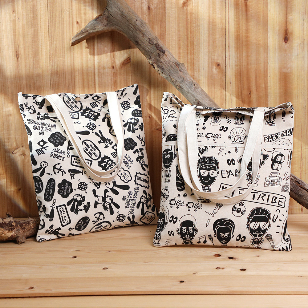 创意文创帆布包 棉布手提 收纳袋购物袋卡通印花logo 帆布袋定制