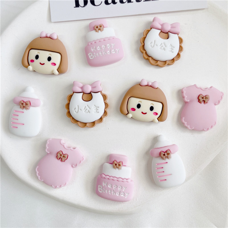 Simulation Feeding Bottle Bib Girl Avatar Resin Jewelry Accessories DIY Phone Case Hair Clips Hair Accessories Cup Sticker Decoration