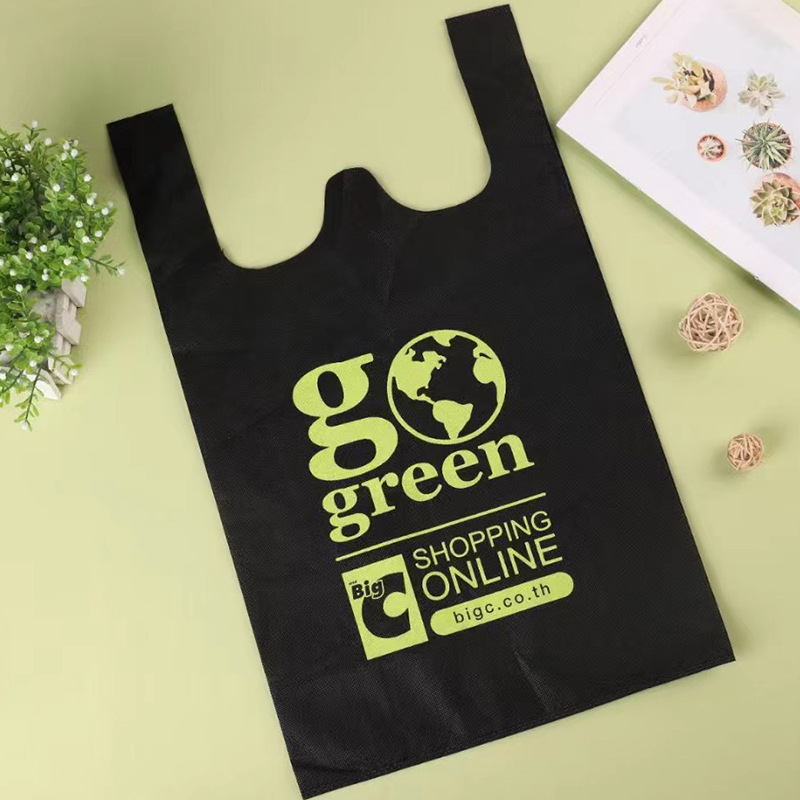 Hand Holding Vest Non-Woven Bag New Supermarket Folding Shopping Advertising Gifts Printed Logo Nonwoven Fabric Bag