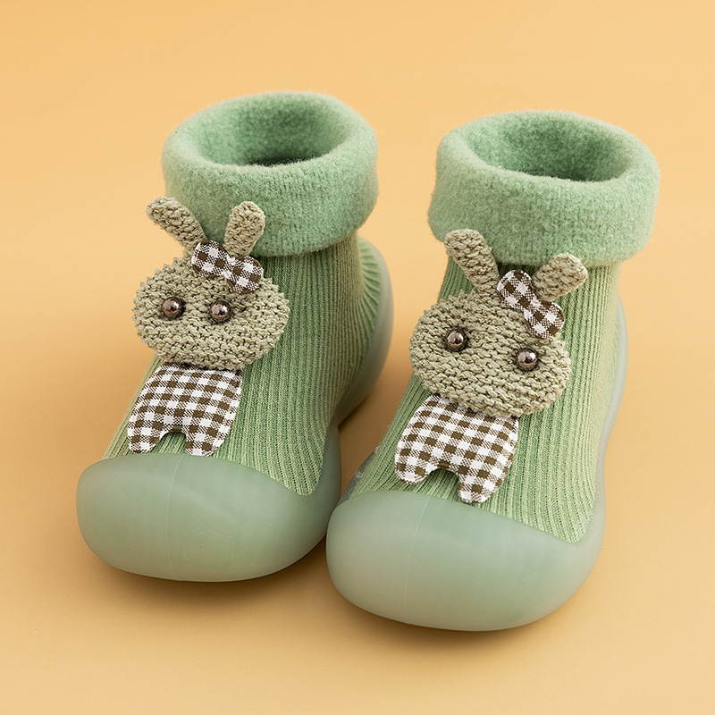 Winter Keep Baby Warm Fleece-lined Floor Shoes Children's Indoor and Outdoor Soft Bottom Toddler Shoes Boys and Girls Fashion Cartoon Socks Shoes