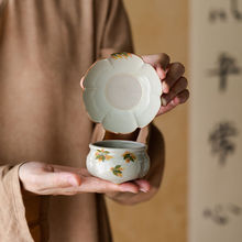 草木灰手绘茶漏过滤网茶漏套装一体瓷茶滤家用功夫茶具陶瓷