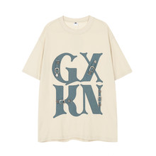 创意字母贴布刺绣休闲T恤夏季男潮流摇滚重金属装饰设计短袖上衣