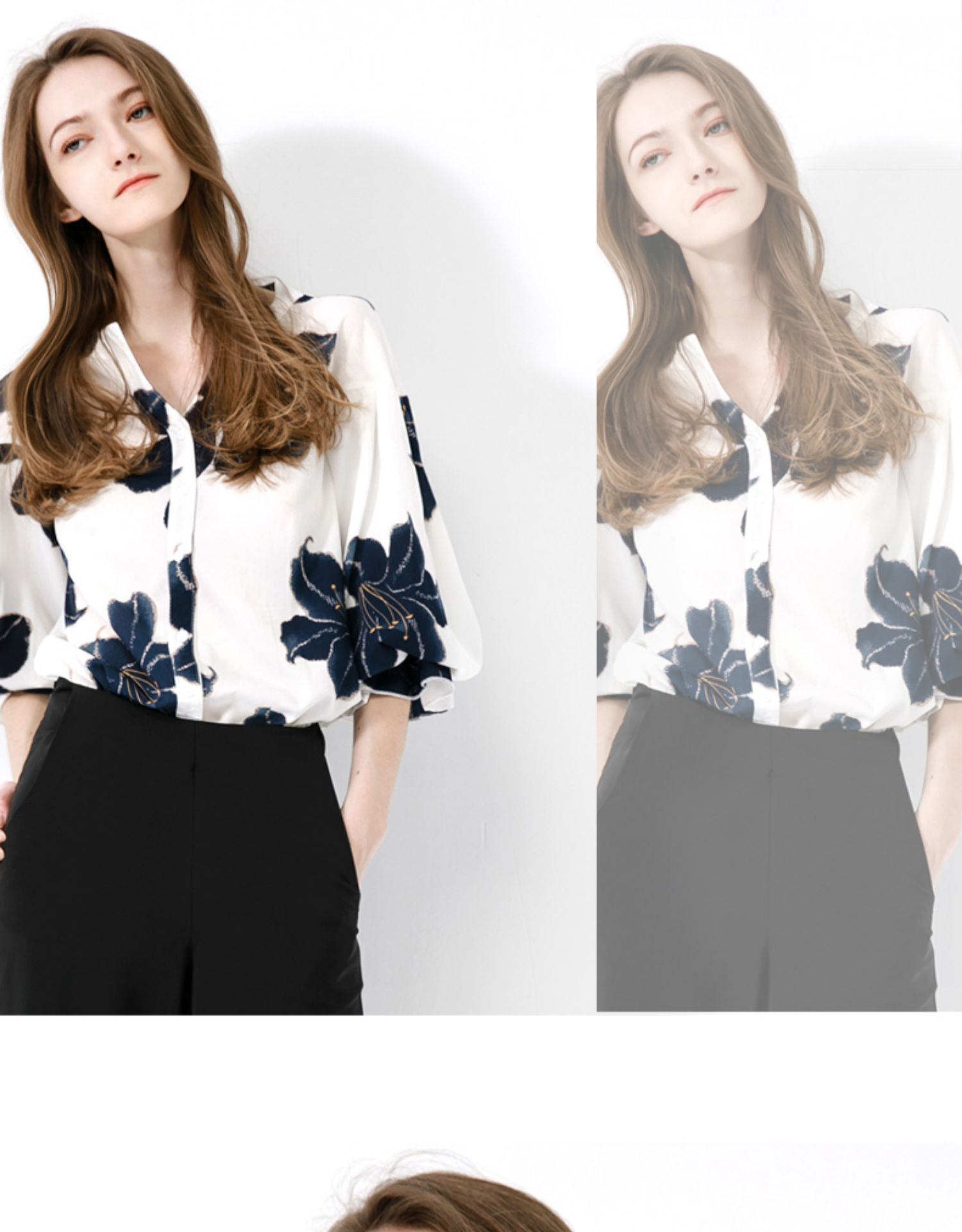 雪纺衫女七分袖2021夏装新款上衣宽松遮肚子七分袖袖花色碎花小衫