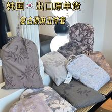 新款复古仿生棉麻四件套高克重亚麻皱皱纱原麻五件套韩国床上用品