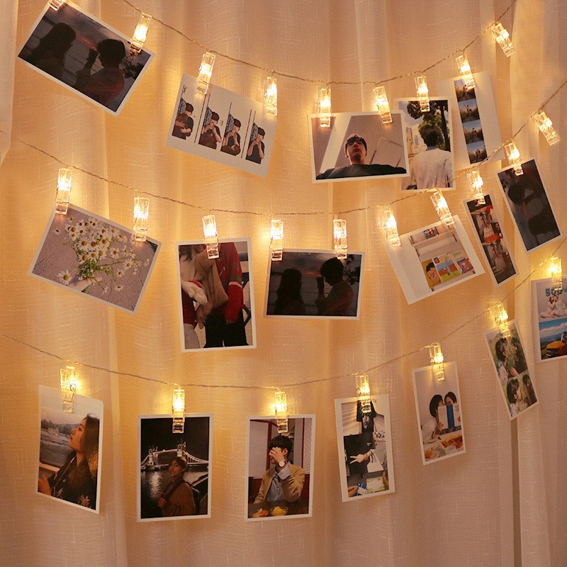 LED Photo Clip Lighting Chain Creative Wedding Romantic Confession Photo Wall Christmas Festival Indoor Decoration Colored String Lights