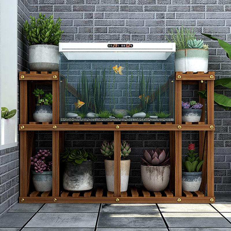 鱼缸架花架子客厅多层特价置物架多肉室内落地花架实木阳台花架