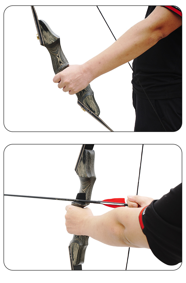 跨境货源木把分体式美猎弓箭灵风长弓带弓包适合户外射箭多款磅数