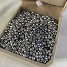 淡水真多麻3-4mm小圆珠灰色裸珠散珠颗粒可精挑配对厂家直销