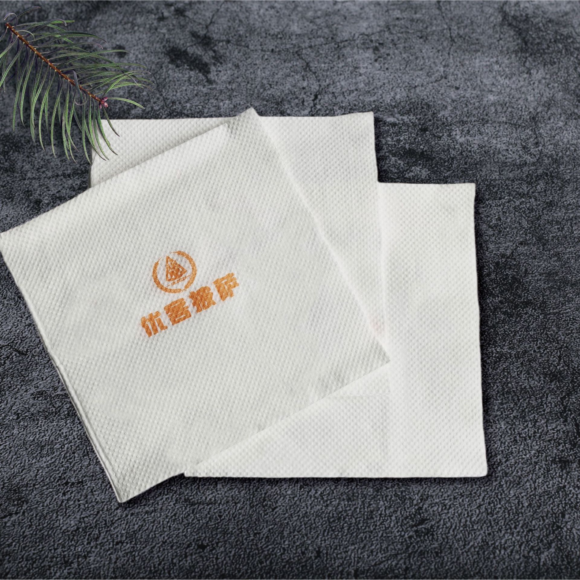 可定制外送餐饮纸巾/珍珠纹印花餐巾纸,小圆点商标纸巾加印logo