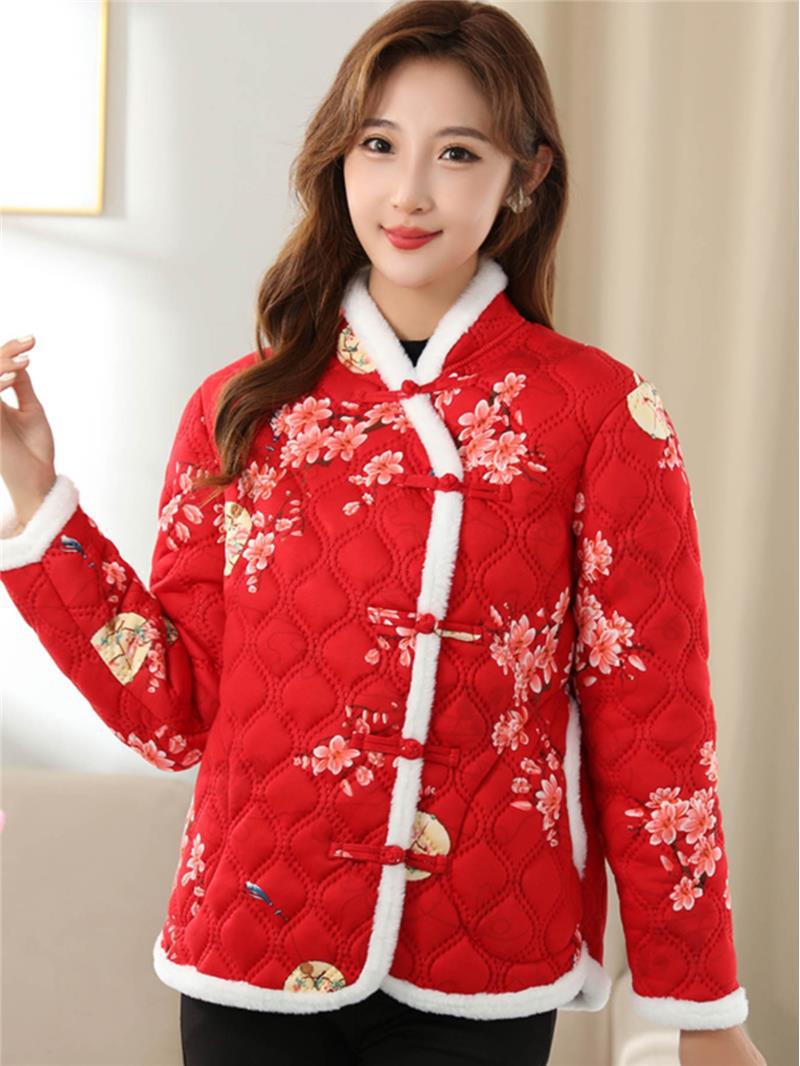 年轻人穿的花棉袄女冬季新款时尚东北加厚大花棉衣中国风棉服唐装