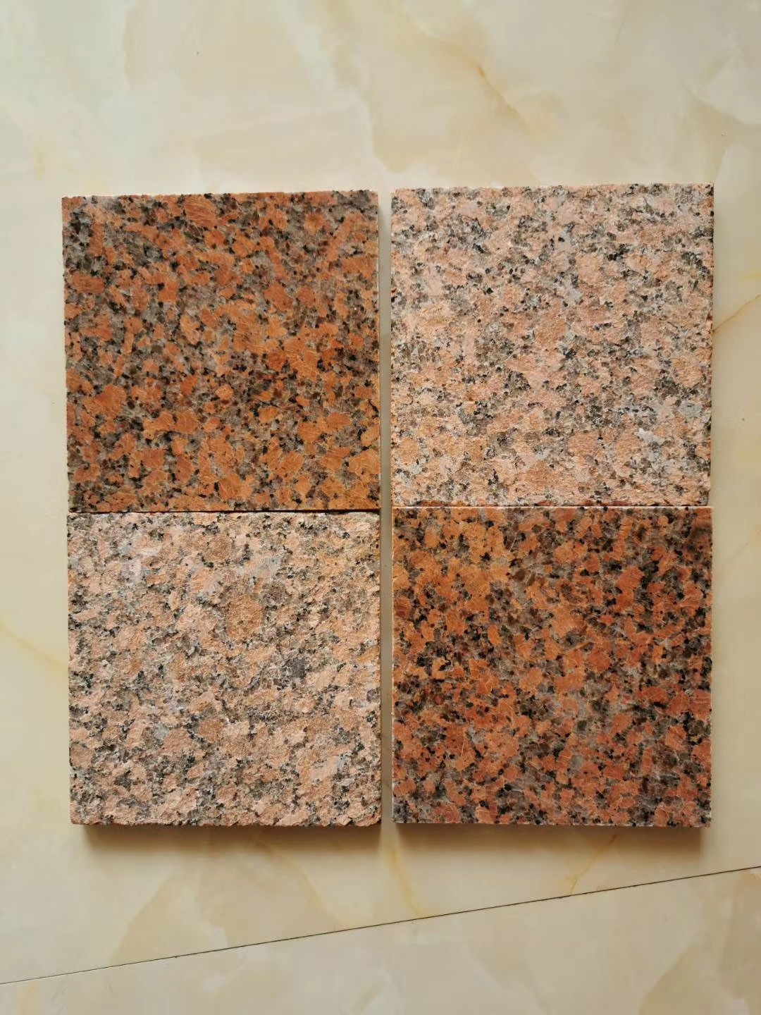 花岗岩石材芝麻白灰红火烧板黄锈石荔枝面路沿石麻石地铺砖枫叶红