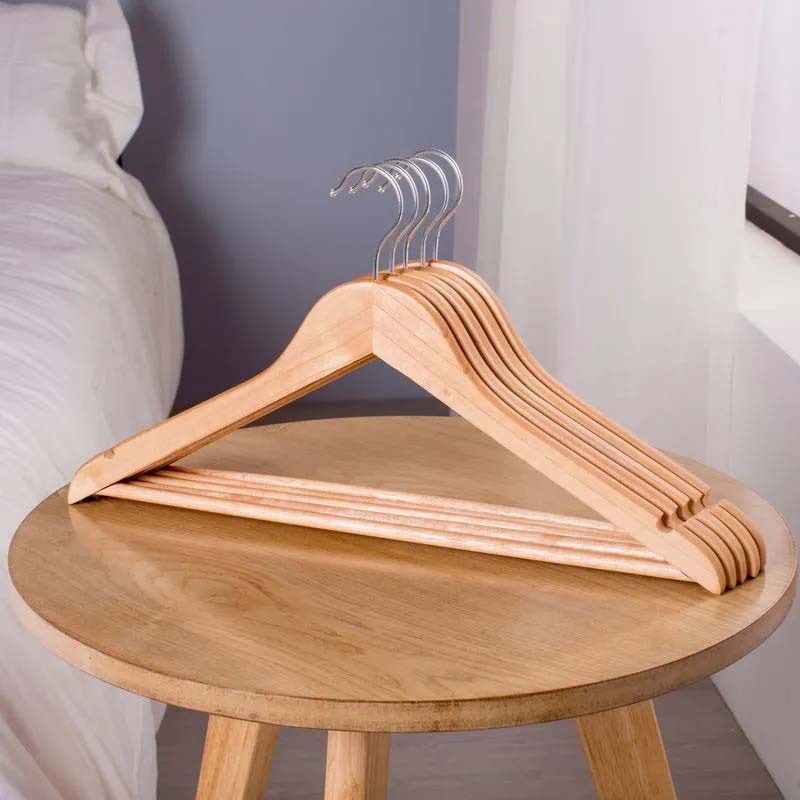 木衣架挂衣服架衣架子服装店成人家用挂衣架加粗木衣撑衣挂批发