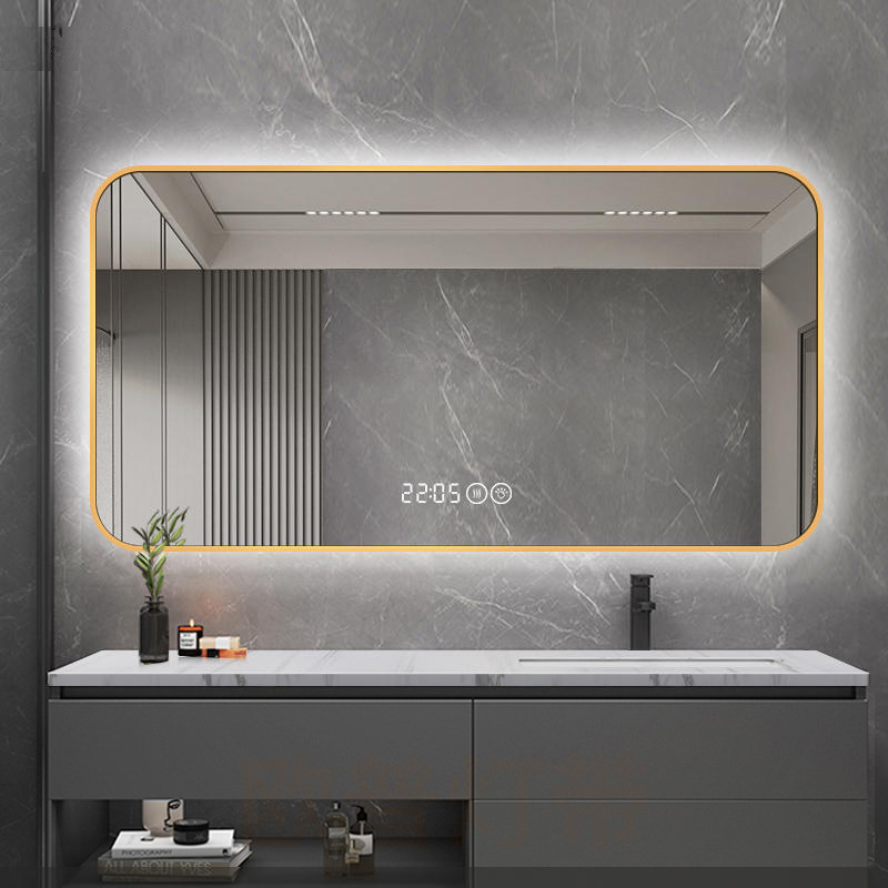 Smart Bathroom Mirror with Light Aluminum Alloy Frame Bathroom Anti-Fog Wall Hanging Bathroom Led Luminous Mirror Touch Screen