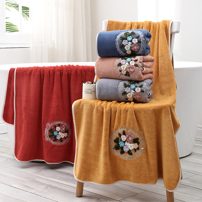 Towels Embroidery Covers Hanging Soft Absorbent Towel Towels Two-Piece Towel Set Fiber Couple Large Bath Towel