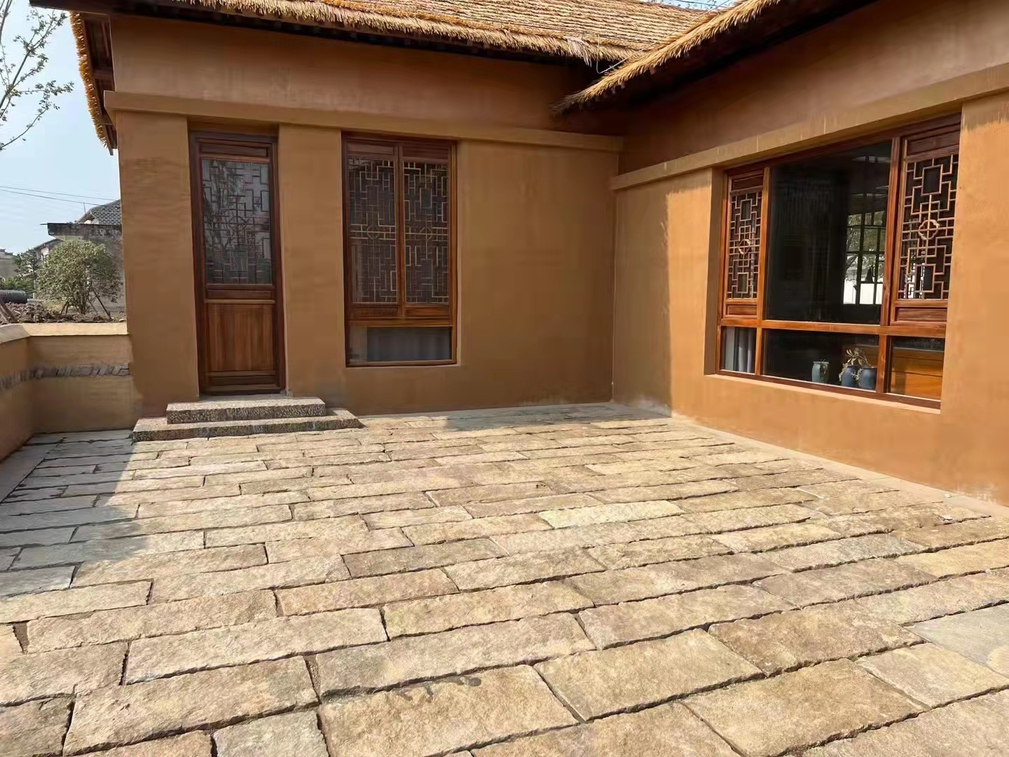 黄锈石仿古石材 老石板自然面 古镇建设 地铺石材 庭院景观