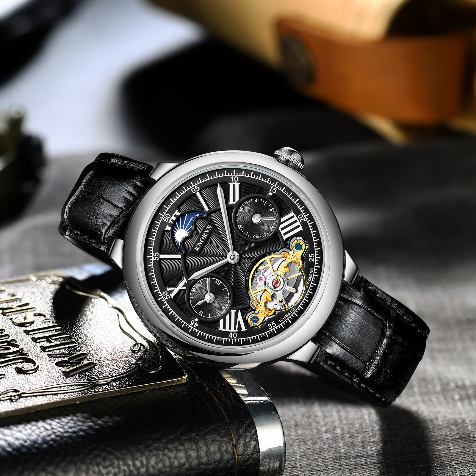 knorvs卡诺威斯品牌 瑞士机械表防水 男士手表时尚